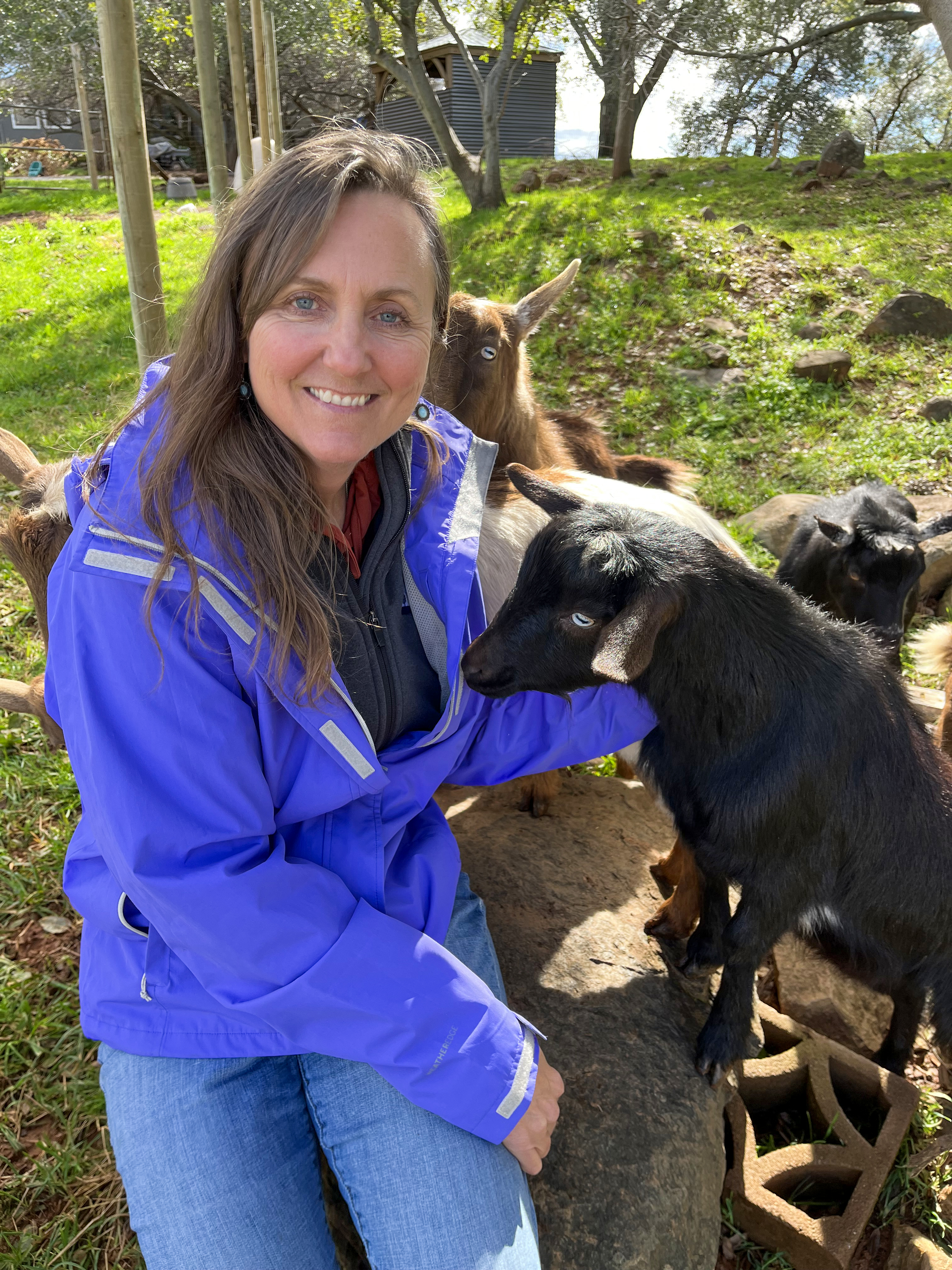 Catherine and goats